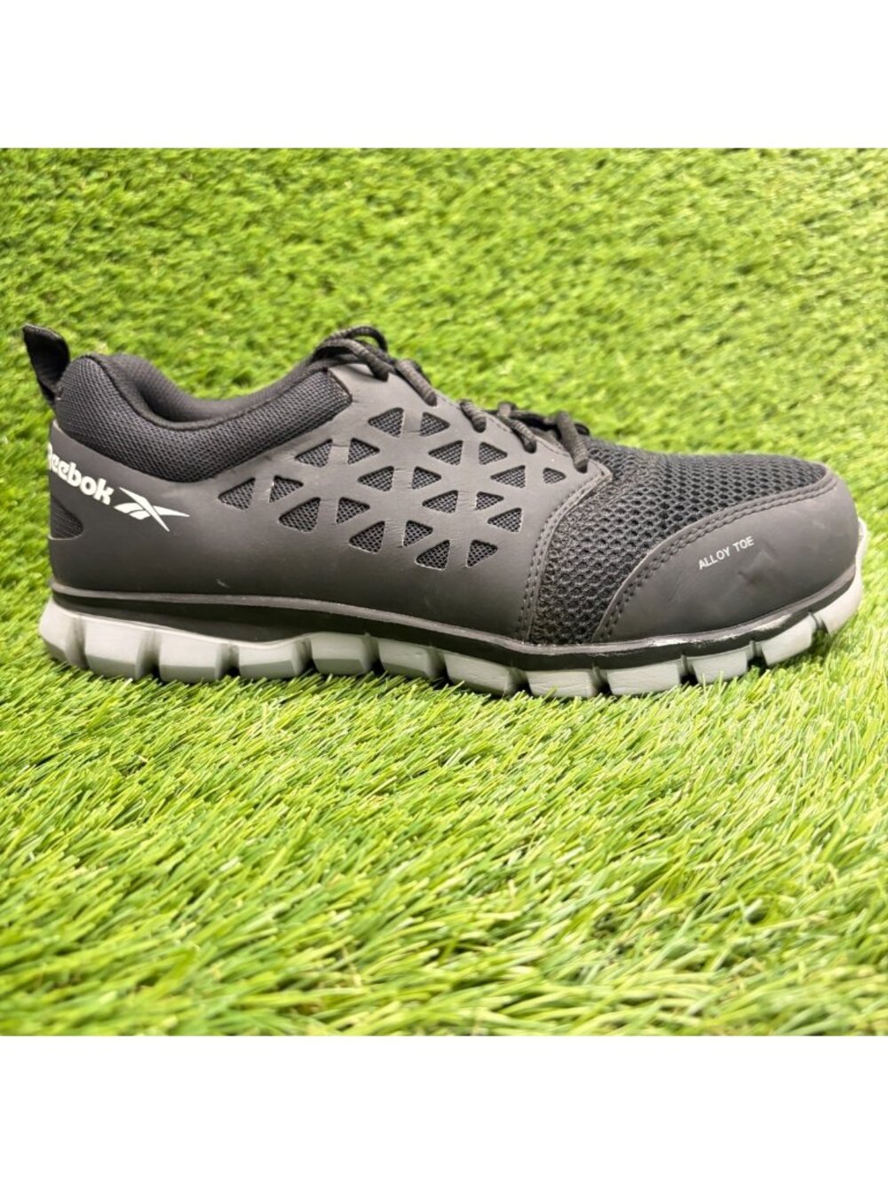 Reebok Sublite Cushion Mens Size 9E Black Gray White Alloy Toe Safety Work Shoes